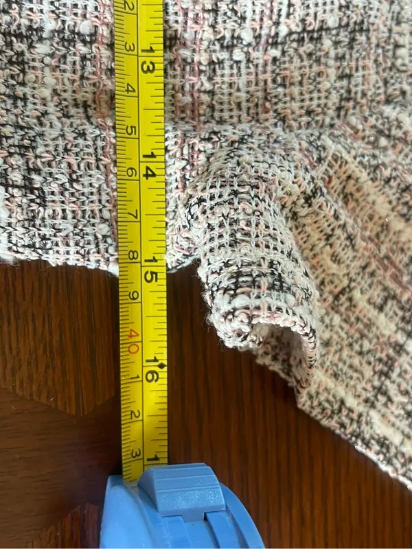 miami Pearl-Trim Tweed A-Line Dress in Cream and Gray - Image 6