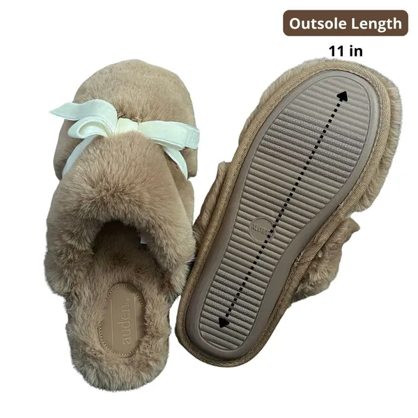 Auden Brown Slippers with Bow Fall Season Size 11 NWOT - Image 3