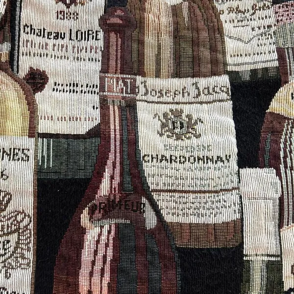 Vintage Wine Bottle Print Vest | USA-Made | Textured Fabric Quirky Button-Up LG - Image 6