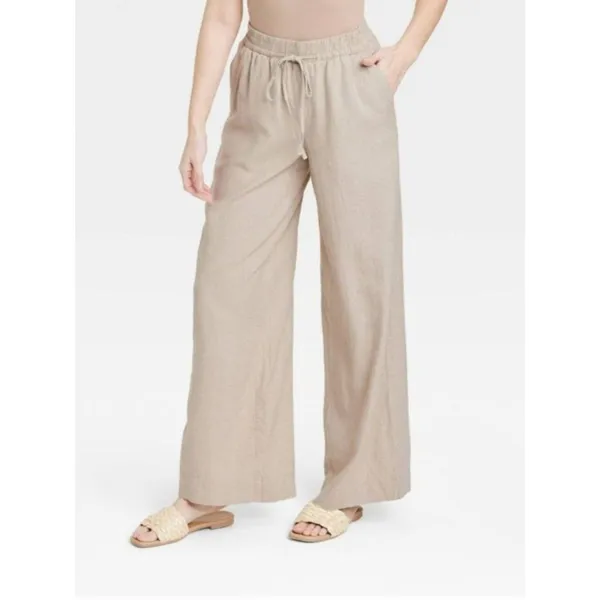 A New Day High-Rise Wide Leg Linen Pull-On Pants Beige - Image 4
