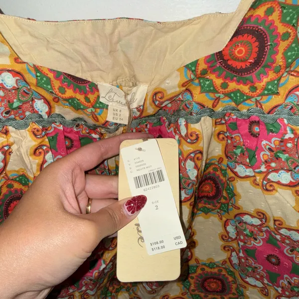 NWT $108 Anthropologie x Let Me Be Cotton Ruffled Square Neck Pullover Tank S - Image 8