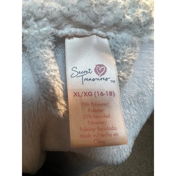 Secret Treasures Women's Sz XL 16-18 Plush Robe Light Gray White Moon Star Print - Image 12