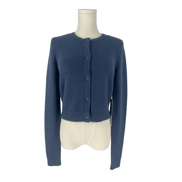 Alo‎ Yoga Snuggle Up Cropped Cardigan Bluestone Kendall Jenner NWT XXS - Image 3