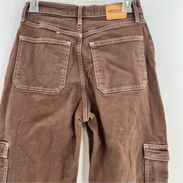 Hollister Ultra High Rise Dad Cargo Jeans Womens 26x31 Brown Y2K Utility - Image 2