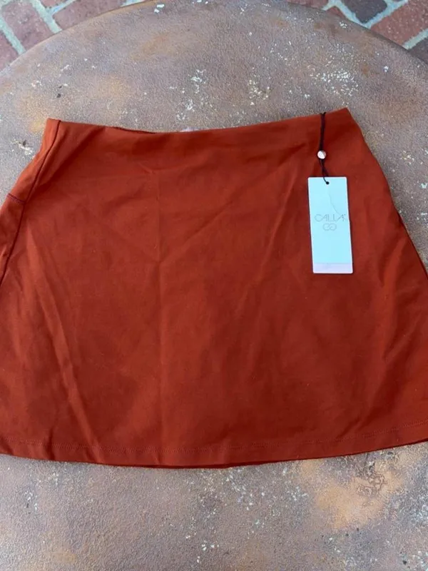 NWT calla rust mini tennis athletic skirt with built in shorts sz M #sporty #pickleball - Image 4