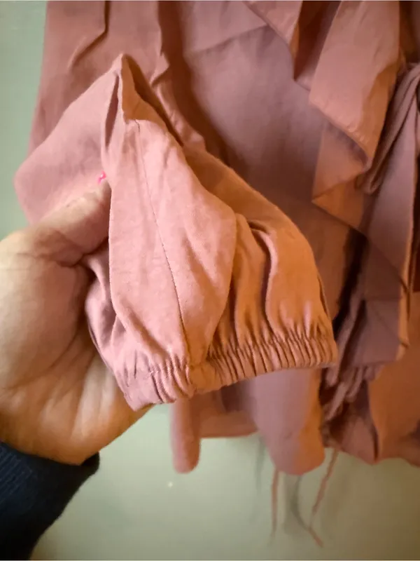 F&F NWT Ruffle Tie Front Blouse Romantic Boho Cottagecore Pink Top - Image 5