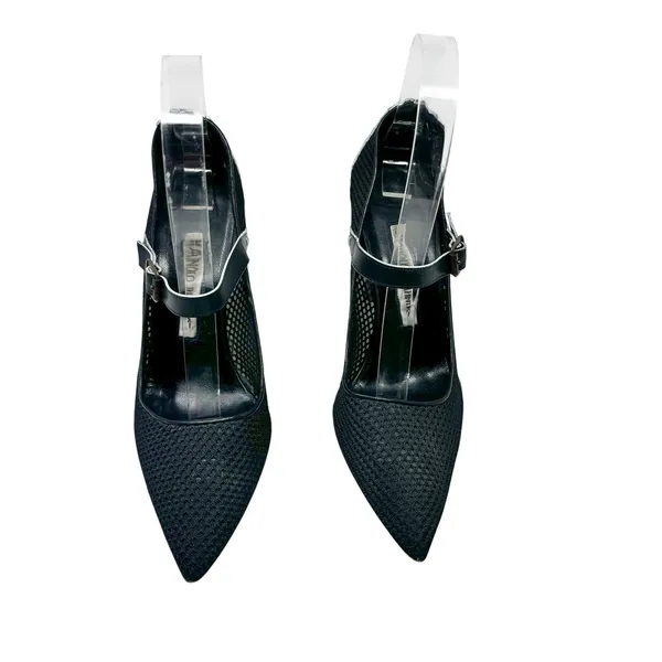 Manolo Blahnik Black Mesh Mary Jane Pumps Size 37 - Image 2