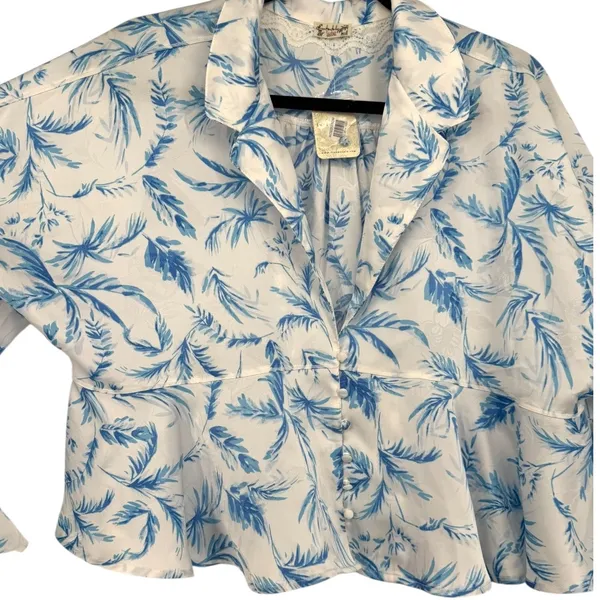 NWT Free People Beauty Sleep Pajama Top Satin Floral Print Button Up‎ Size XL - Image 8