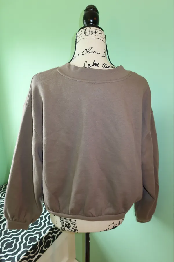 all in motion Taupe Cropped Alpine Sweatshirt with White Logo - Image 2
