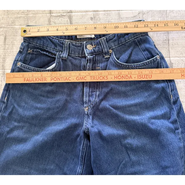 We The Free Blue Button Fly Wide Leg Cropped Jeans Boho Denim Sz 24 - Image 7
