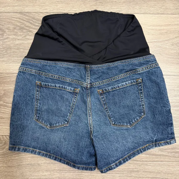 Isabel Maternity by Ingrid‎ & Isabel Blue Denim Over Belly Midi Shorts Size 4 - Image 2
