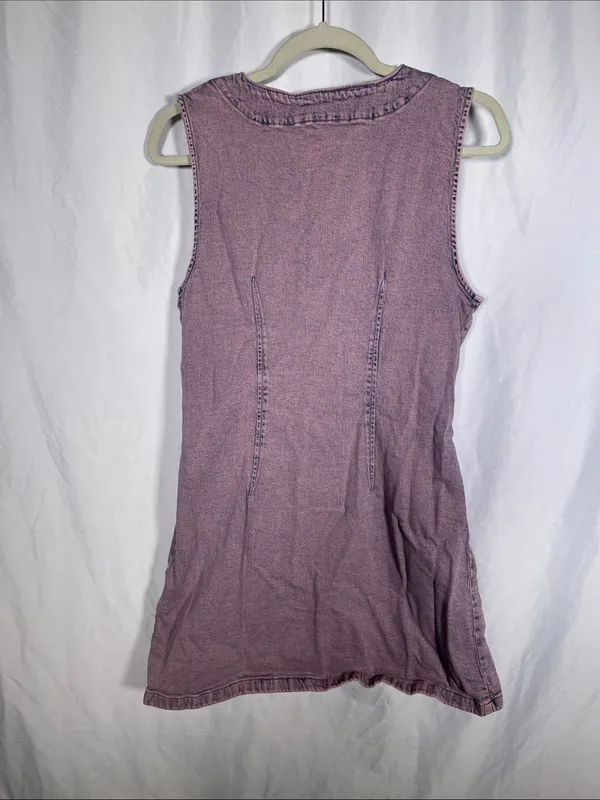 Gap Womens Mauve Purple Acid Wash Button Down Denim Mini Dress Medium - Image 5