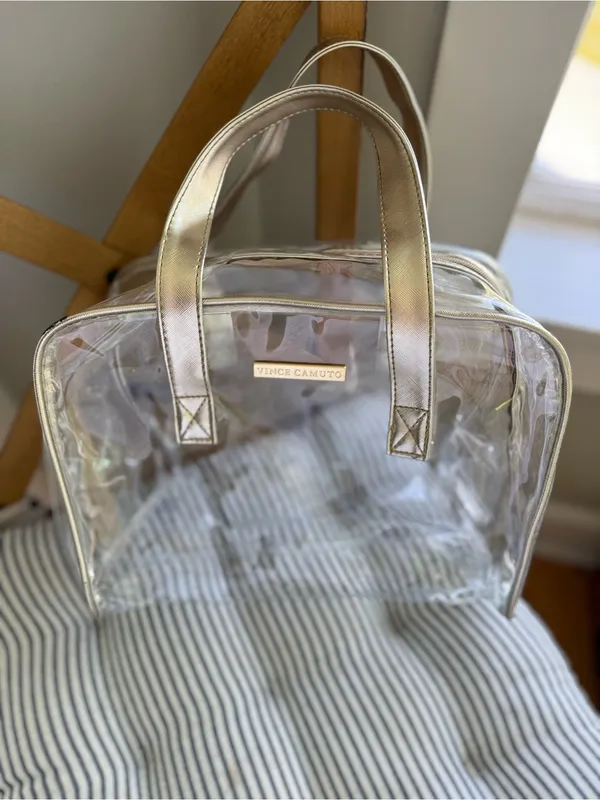 Vince Camuto Clear Bag with Metallic Gold Trim Concerts Festivals - Image 8