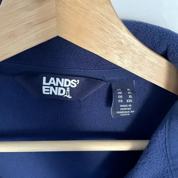 Lands' End‎ blue fleece sweater pullover quarter zip women's size XL comfortable - Image 3