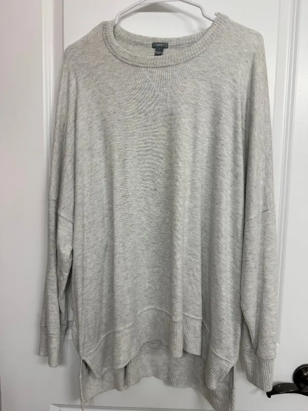 Aerie Heather Gray Oversized High Low Long Sleeve Top Women’s Large - Image 3
