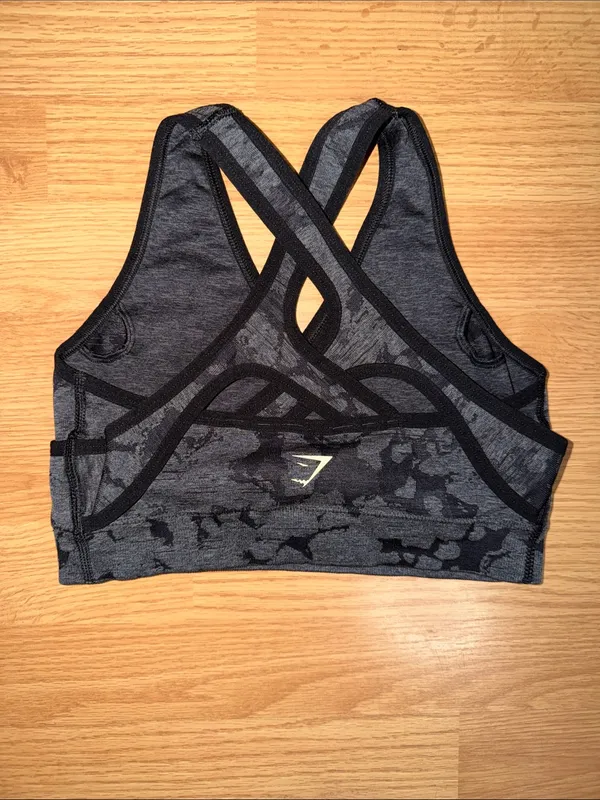 Gymshark Gray Camo Cross-Back Seamless Sports Bra - Image 2