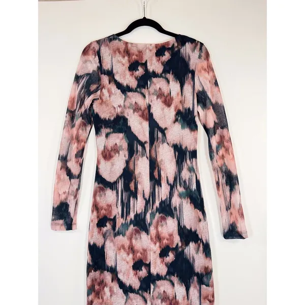 Abercrombie Fitch Dress Black Midi Bodycon Abstract Cutout Long Sleeve Medium - Image 9