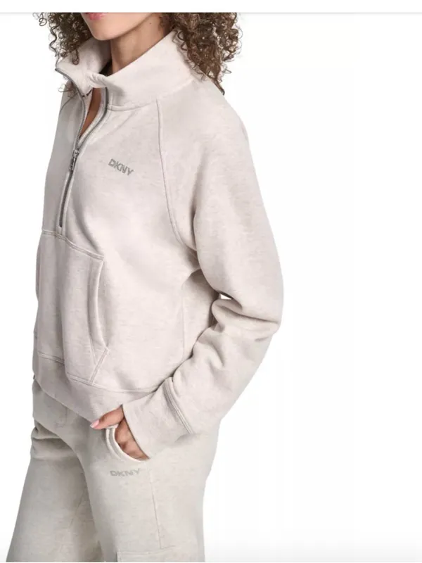 DKNY Sport Embroidered Logo Half Zip Pullover with Kanga Pocket Size XSmall - Image 6