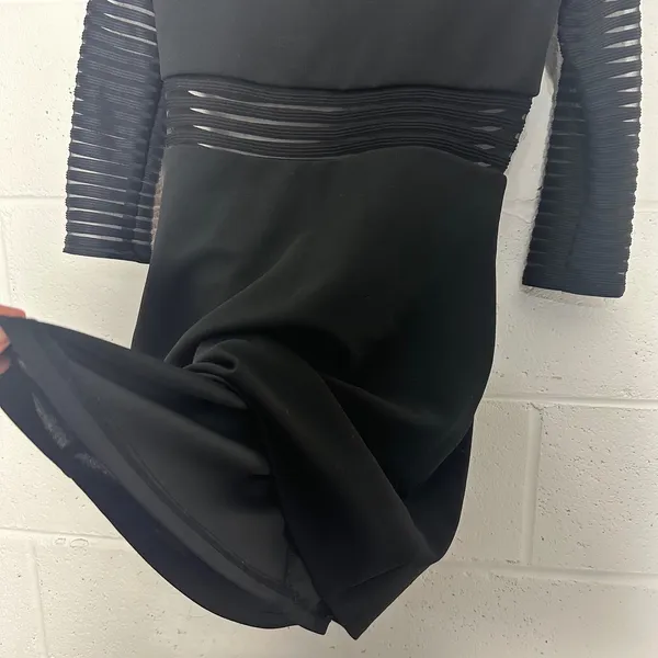 LuLu's Black Sheer Striped Long Sleeve‎ Bodycon Cocktail Party Dress - M - Image 5