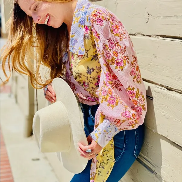 Free People Floral Patchwork Blouse - Image 4