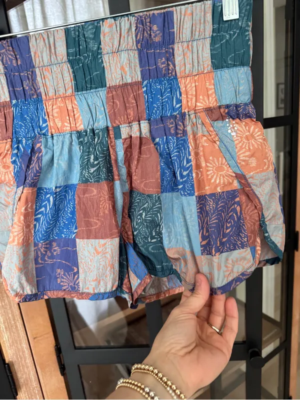 FP Movement patchwork shorts the way home high rise waisted colorful boho preppy - Image 7