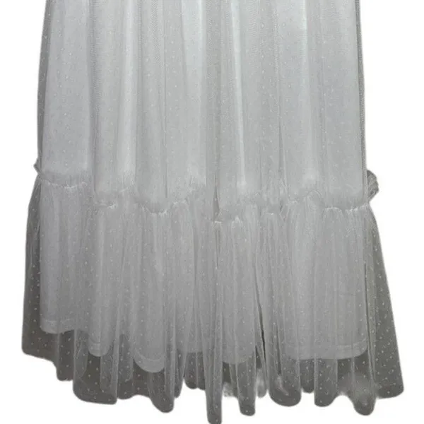 NWT Lulus Dreamy Celebration Sheer Tulle Bustier Swiss Dot Midi Dress S White - Image 4