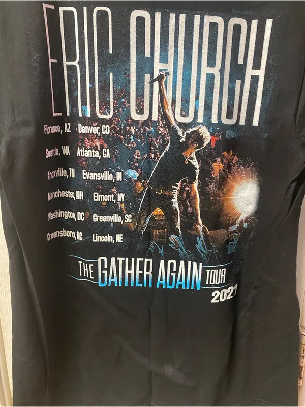 Fruit of the Loom Black Eric Church 'The Gather Again Tour 2021' Graphic Tee - Image 3