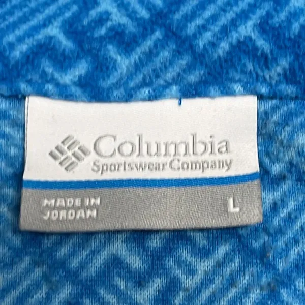 Columbia Women’s Blue Mock Neck Zip Up Long Sleeve Abstract Pattern Pullover- Lg - Image 12