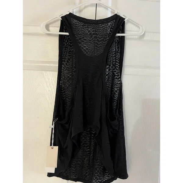 Good American Super High Low‎ Tank Black Sheer Animal Print Size 4 ( XL) - Image 10
