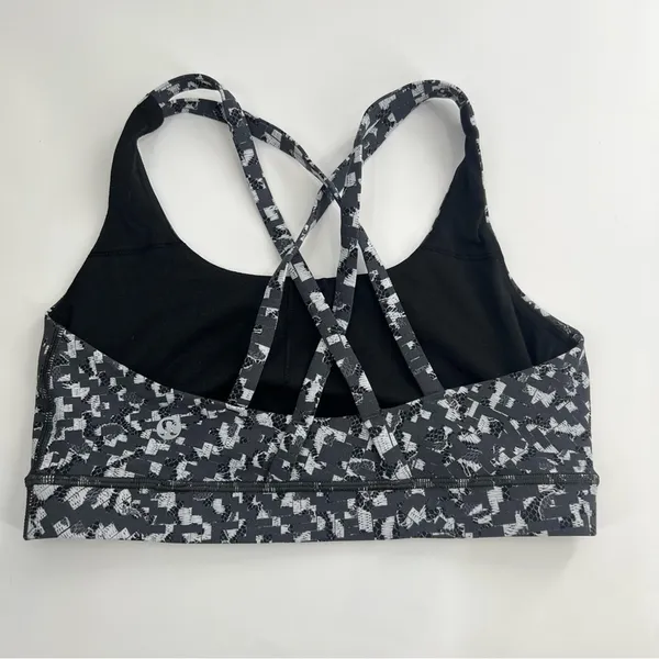 Lululemon Energy Bra Medium‎ Support, B-D Cup Urban Block Ice Grey Black sz 6 - Image 3