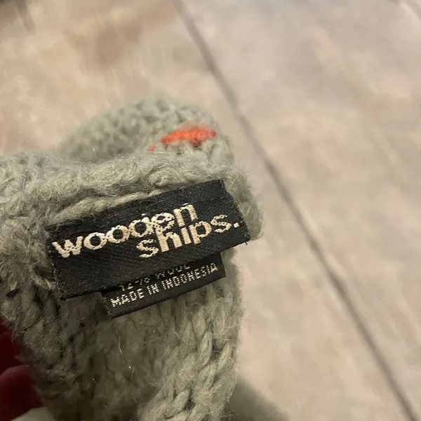 Wooden Ships Gray Knit Headband with Red Accents - Image 2