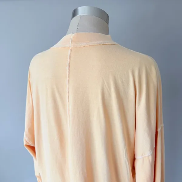 We The Free Peach Long Sleeve Top Women’s Large Oversized Raw Hem - Image 5