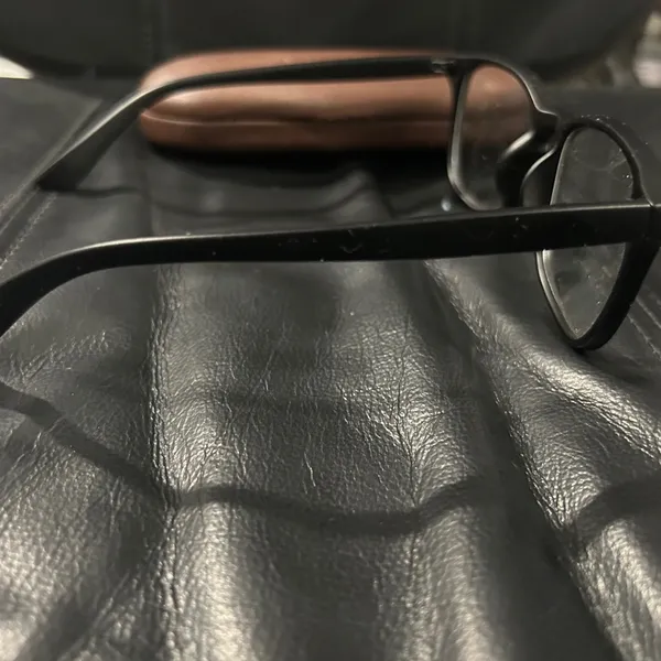Black Square Glasses with Brown Case. Clear lens ready to wear. - Image 5