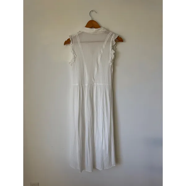 Anthropologie Yolanda Ivory Pleated Tunic Sleeveless Button Up Blouse Women's XS - Image 4