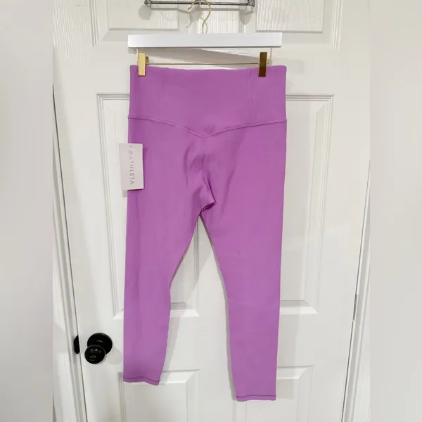 Athleta NWT Purple Fitness Ribbed Elation Gym Yoga Large UV Wicking Leggings - Image 8
