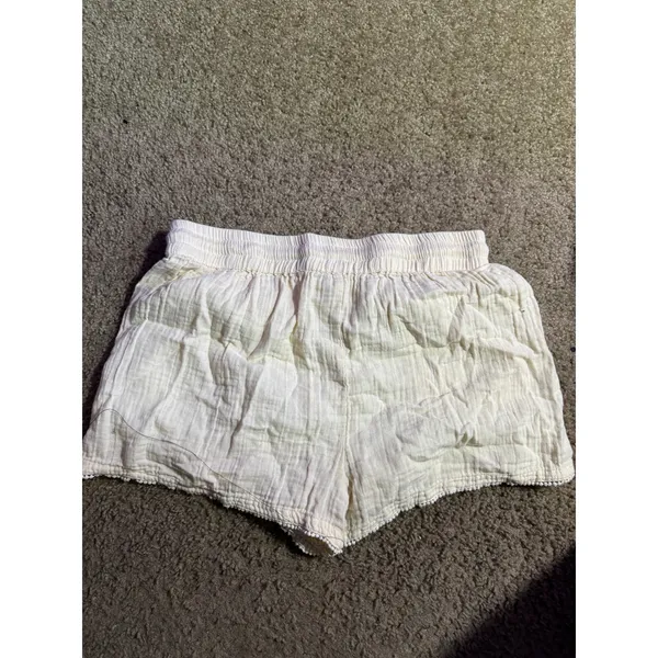 Kensie Cream Gauze Drawstring Shorts Pom Pom Trim‎ Pockets Womens Large - Image 4