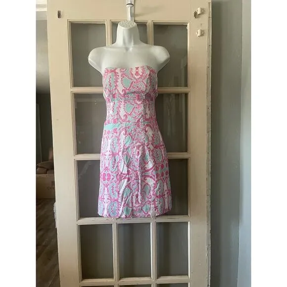 KAELI SMITH‎ Meghan Shell Mirror Sundress Dress Aqua/Pink - Image 4
