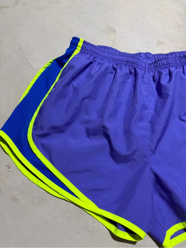 Nike Women's Purple and blue Running Shorts with Neon Trim large - Image 2