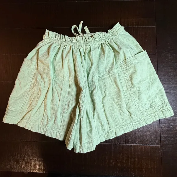 Free People Mint Green Cotton Gauze Drawstring Shorts S 27" Relaxed Boho Summer - Image 6