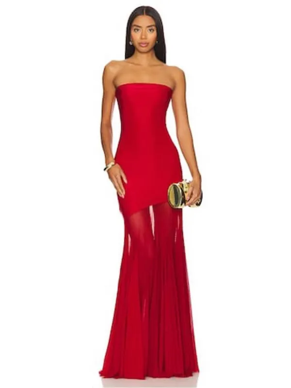 DEME by Gabriella Dahlia Strapless Dress in Maroon S - Image 3
