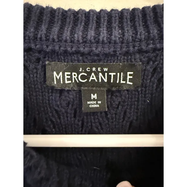 J.Crew Mercantile Cable Knit Crew Neck Pullover Sweater Blue Women's Size Medium - Image 5