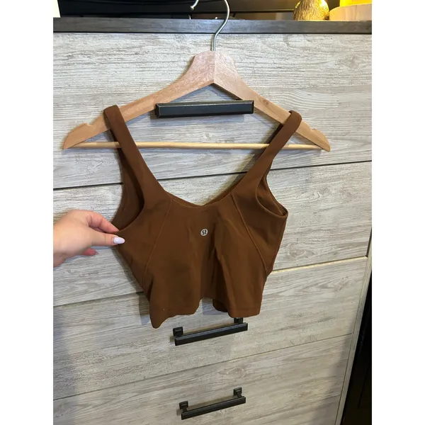 Lululemon Align Tank Top Brown V-Neck Cropped Yoga Bra Size 2 - Image 6