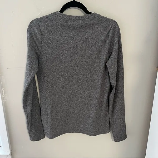 Athleta Uptempo Ribbed Henley Gray Ribbed - Image 3