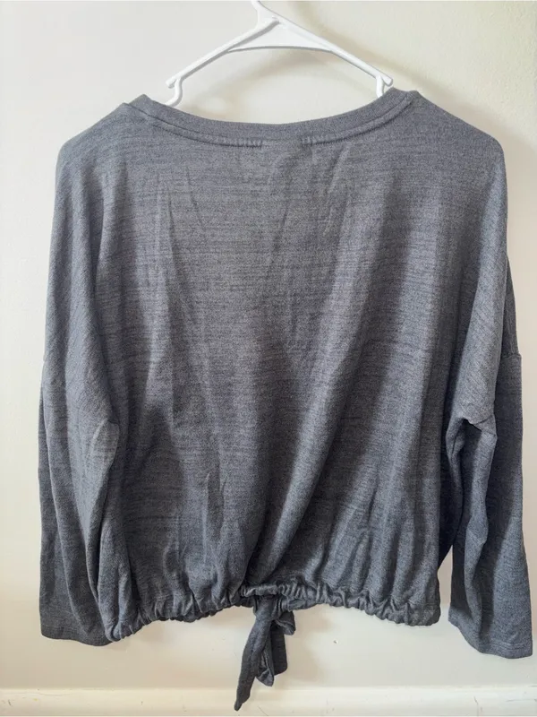 Secret Treasures Gray 'Weekends' Tie-Hem Long Sleeve Top - Image 2