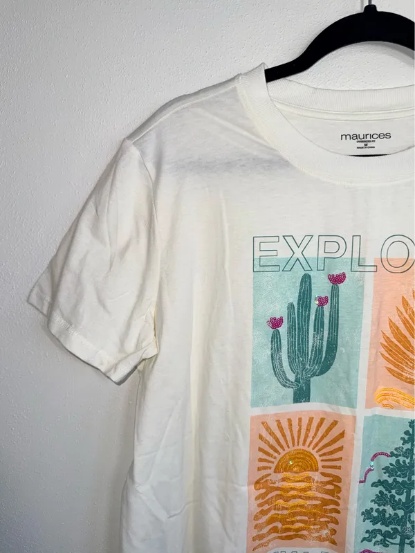 Maurices Explore New Terrains Oversized Graphic Tee Sequin Nature - Image 4