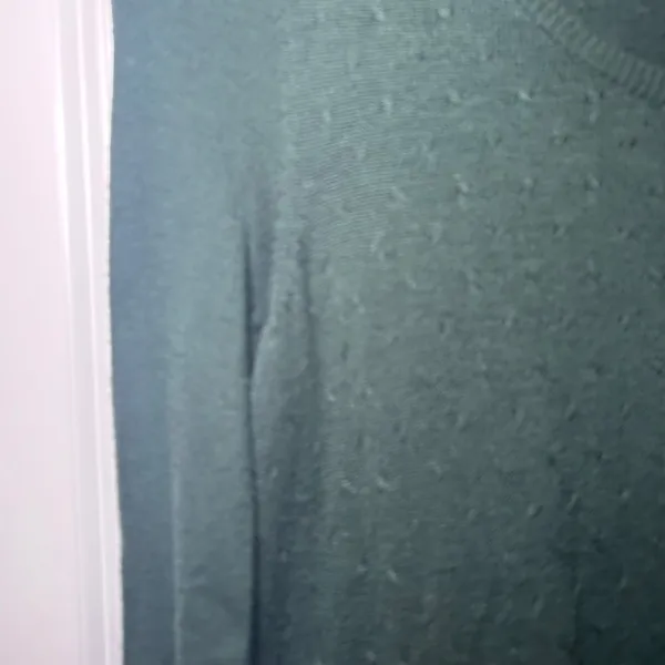 Knitted & Knotted Anthropologie Green Tiered Ruffle Tunic Sweater Small cottage - Image 2