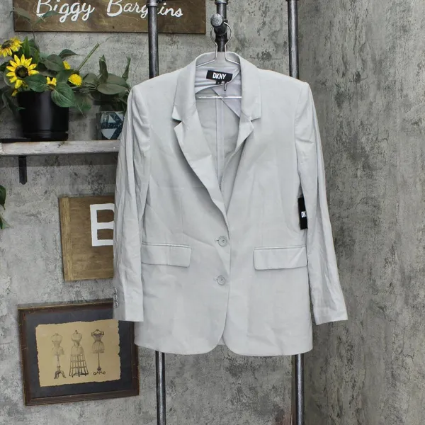 NWT Dkny Jeans Business Two-Button Blazer Jacket P3DCUQ79 XS Sharkskin Gray - Image 2