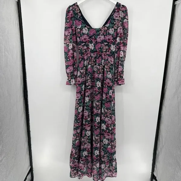WAYF The Emery‎ Size Small Faux Wrap Long Sleeve Floral Maxi Dress V-Neck Ruffle - Image 5