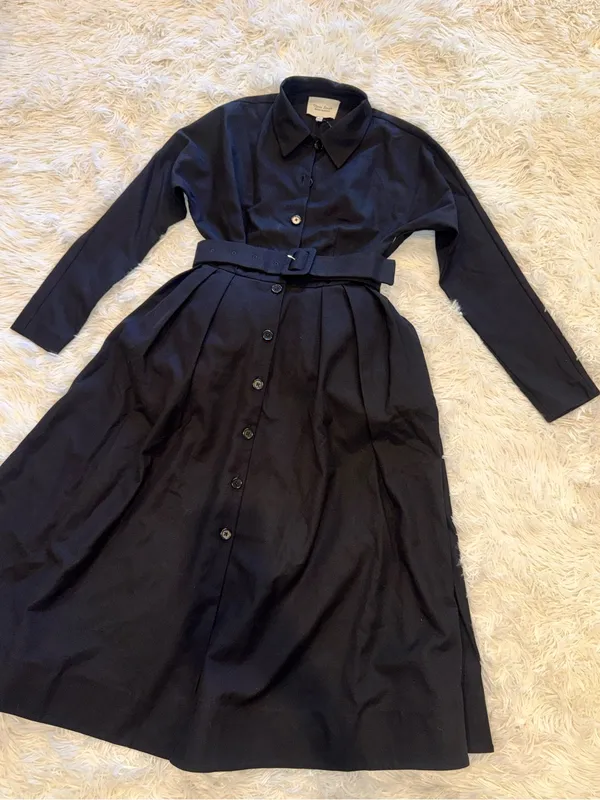 NEW REFORMATION Nara Smith VOW Belted Long sleeves black midi dress sz 0 - Image 7