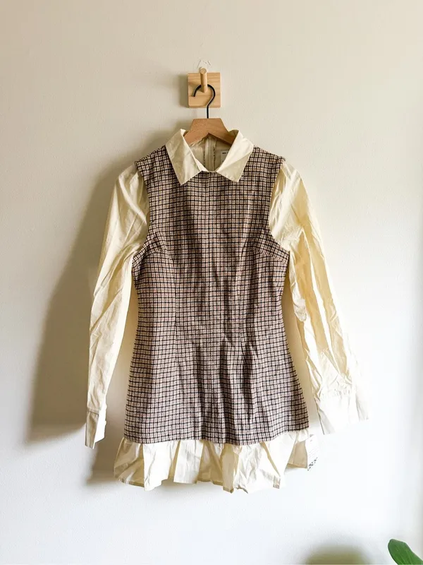 New ASOS DESIGN Shirt Hybrid Mini Dress With Peplum Hem Size 6 - Image 4